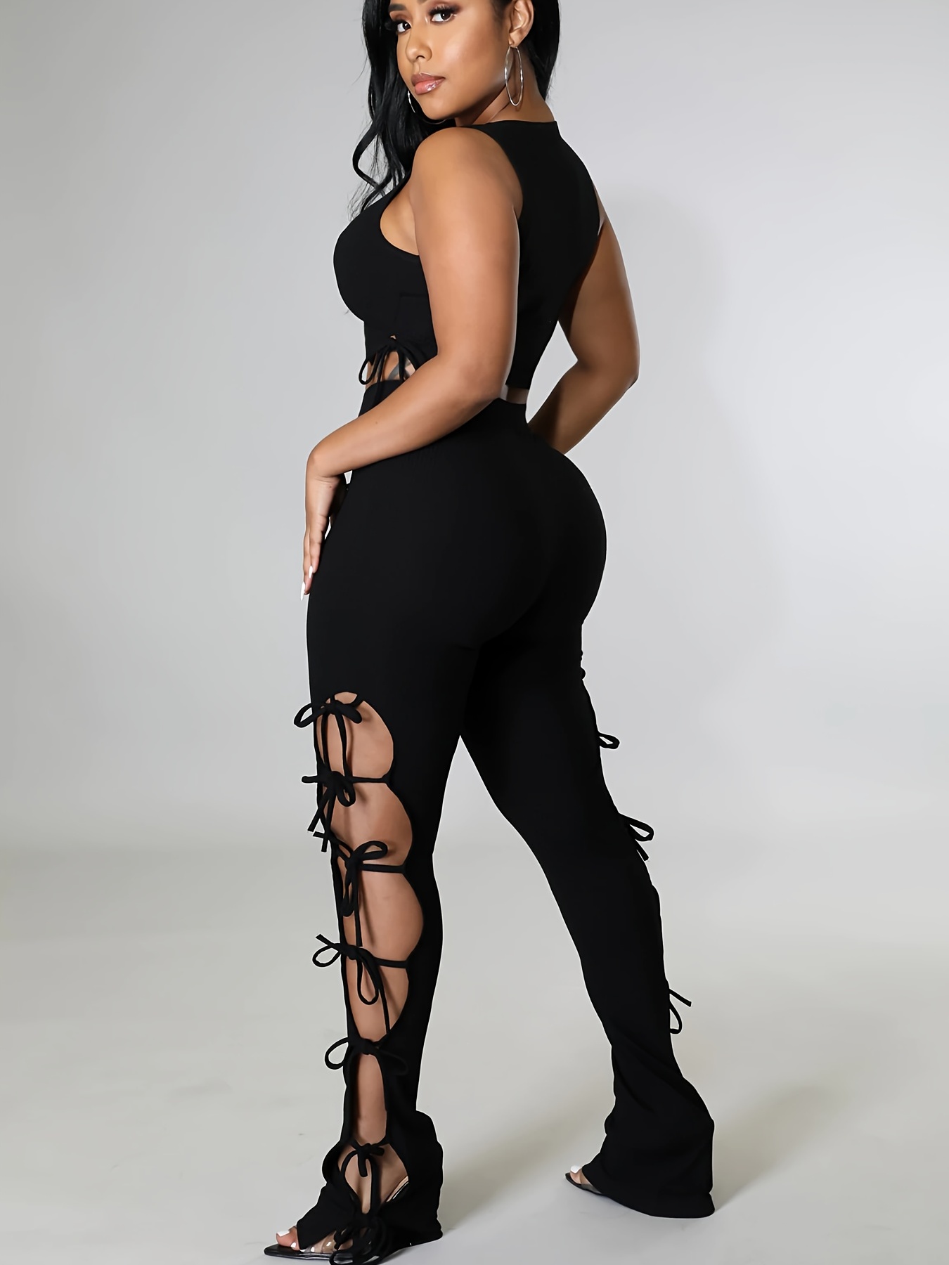 Black lace up pants 2024 outfit