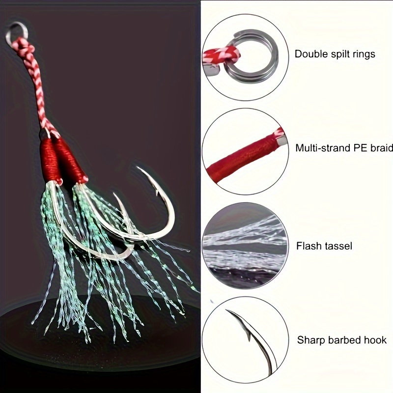 Assist Hooks - Relix - tinsel attractor- Slow Jigging - Jigabite