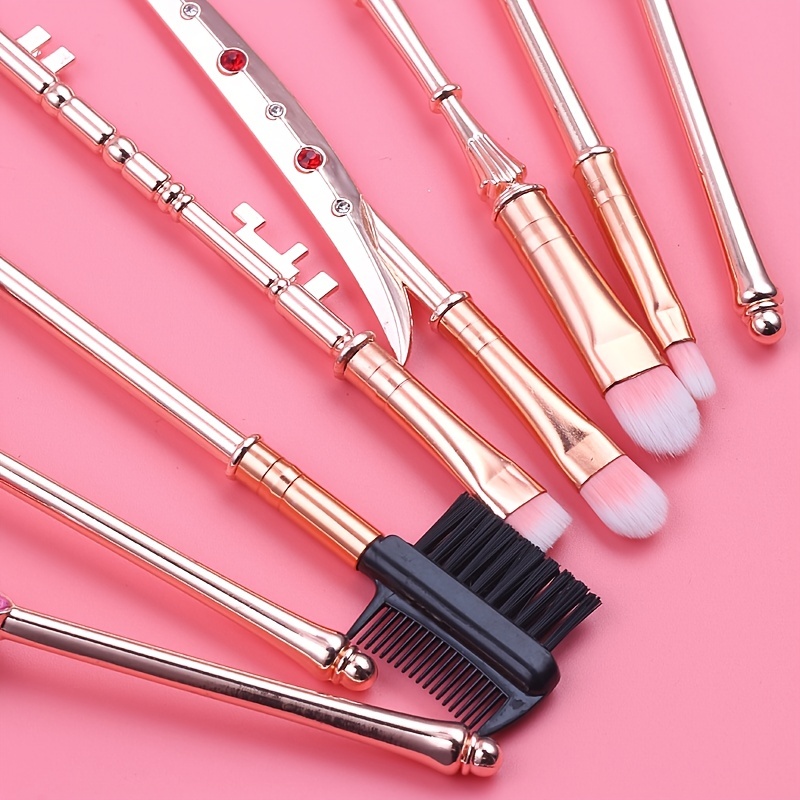  Anime Makeup Brushes, Anime Gold Metal Magic Wand Handle Makeup  Brushes Professional, Eye/Face/Lip Makeup Brushes Tool Sets & Kits Cosplay,  Valentine/Halloween/Christmas Gifts (B) : Beauty & Personal Care