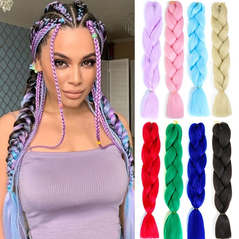 Synthetic Jumbo Braids Kane Kalon Hair For African Braid 24Inch Crochet Box  Braiding Hair Extensions Attachment For Women Purple