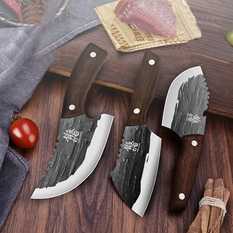 3pcs, Kichen Knife Set, 7in Meat Cleaver, 7in Santoku Knife And 4.5in  Paring Knife, Kitchen Gadgets, Kitchen Accessories