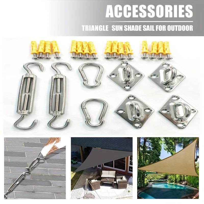 6'' Sun Shade Sail Hardware Kit with 304 Stainless Steel Wire Rope for  Triangle Rectangle Sun Shade Sail Installation, Garden Outdoors Accessories