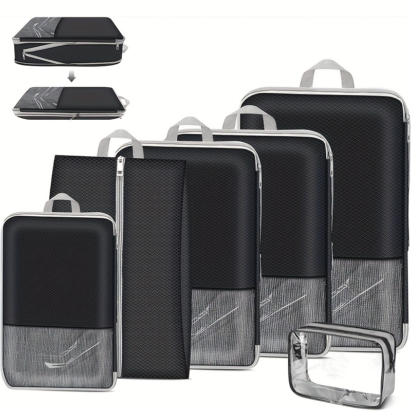 Compression Packing Cubes Set, Travel Organizers with Shoe and