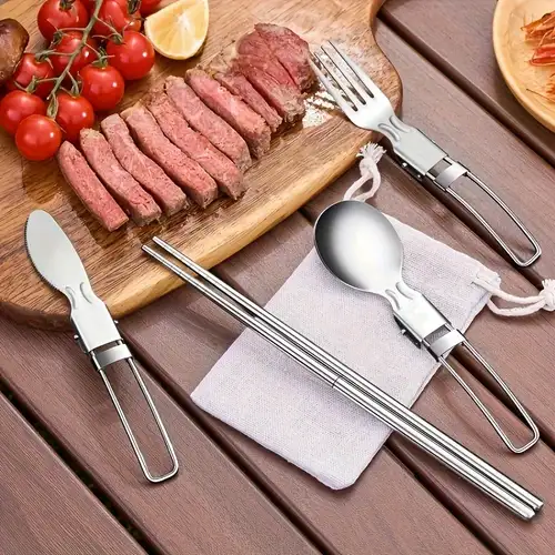 304 Stainless Steel Dinnerware Portable Cutlery Set Removable Camping  Tableware Chopsticks Knife Fork Spoon Folding Cutlery Set