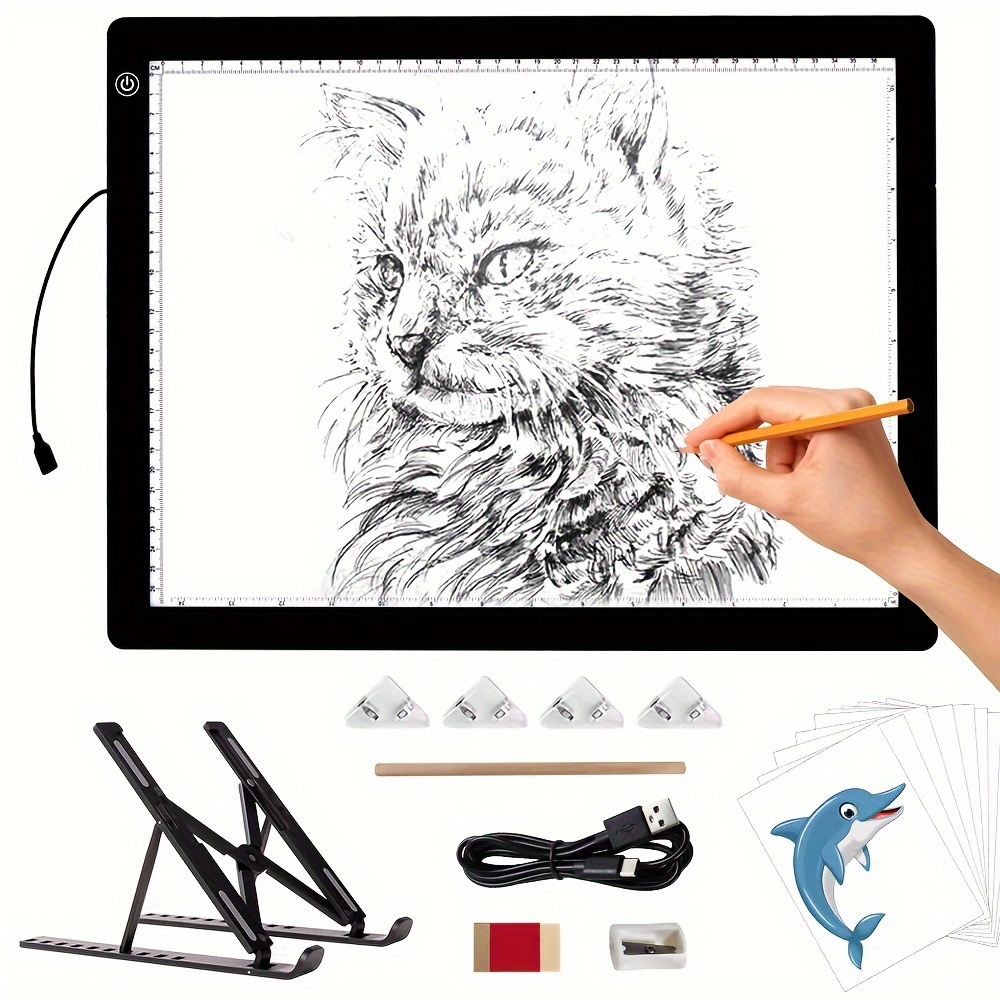 LED Light Box for Tracing, A2 LED Light Pad with Scale ,Ultra-Thin Portable  Artcraft Tracing Pad Light Box for 5D DIY Diamond Painting Artists Drawing