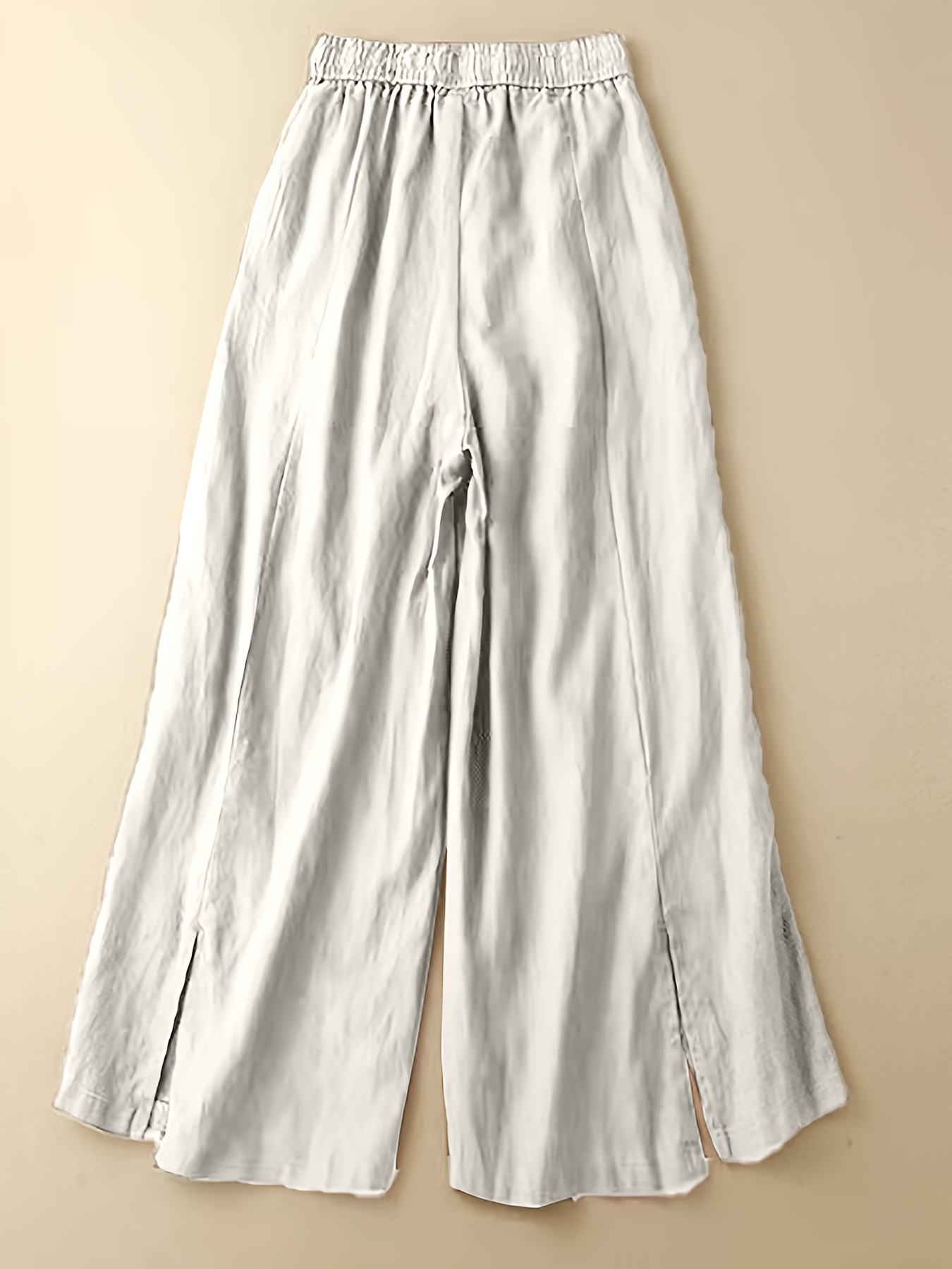 Pantalones Anchos Con Cordón Sólido, Pantalones Sueltos Casuales Para  Primavera Y Otoño, Ropa De Mujer