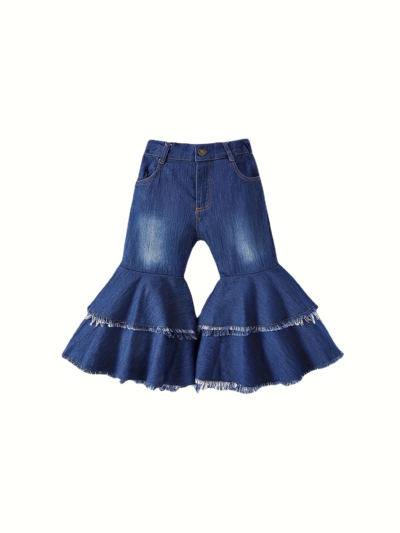 Girls' Stylish Bell bottom Jeans Pull Cute Flared Trousers - Temu