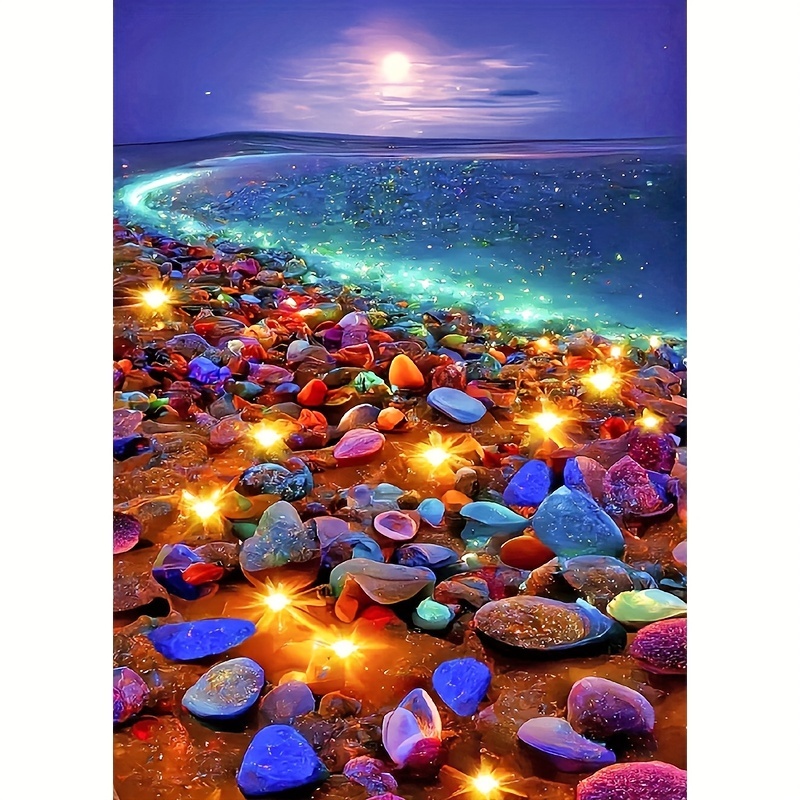 5d Romantic Rainbow Diamond Painting Kit For Summer Beach, Full Round  Diamond Art Craft Set For Adults And Children, Perfect For Wall Decoration  And Living Room Gift(12 X 18 Inches)