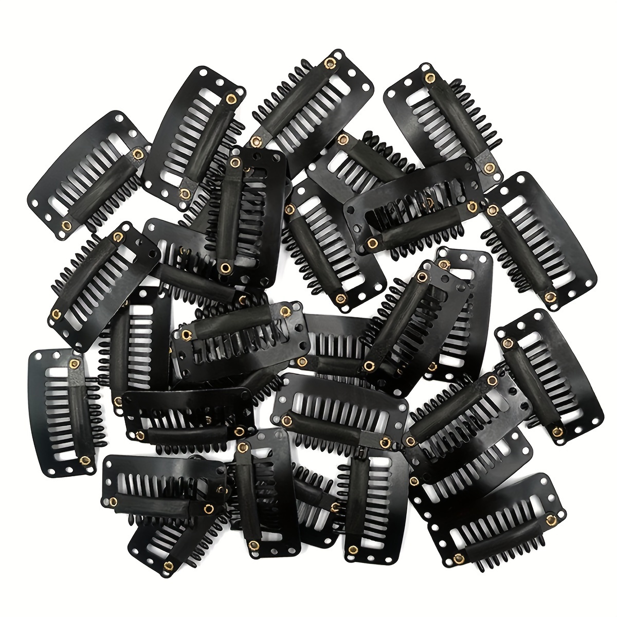 50pcs 6teeth Ushape Snap Clips For Hair Extensions 3.3cm/1.3inch black