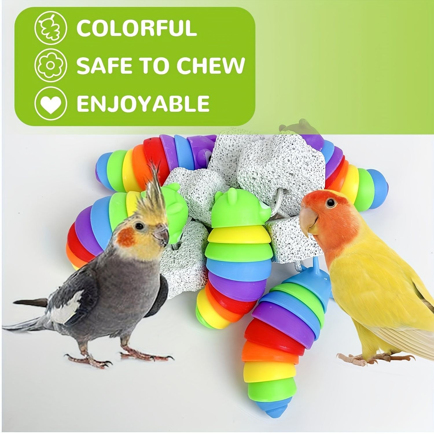 1 Set Random Color Bird Toy, Parrot Chew Toys, Parrot Beak Grinding Calcium  Stone, Slug Toys, Birdcage Accessories, Can Be Hung On The Birdcage