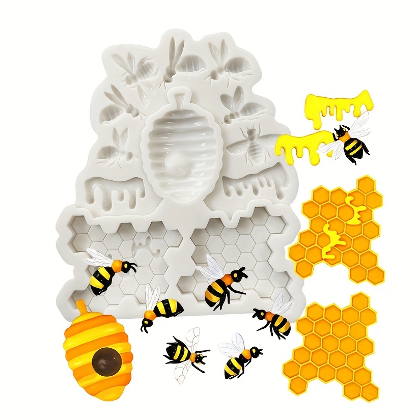 Cute Honey Bee Fondant Mold - 3d Silicone Honeycomb Candy Mold For