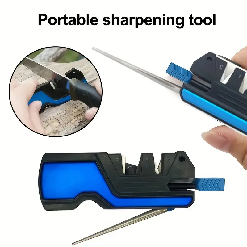 6-in-1 Portable Pocket Hunting Knife Sharpener, Outdoor Camping