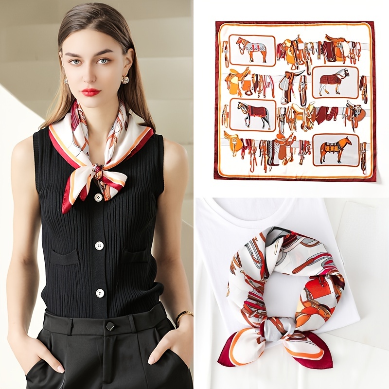 Sweet Printed Silk Square Scarf Bandana for Girls
