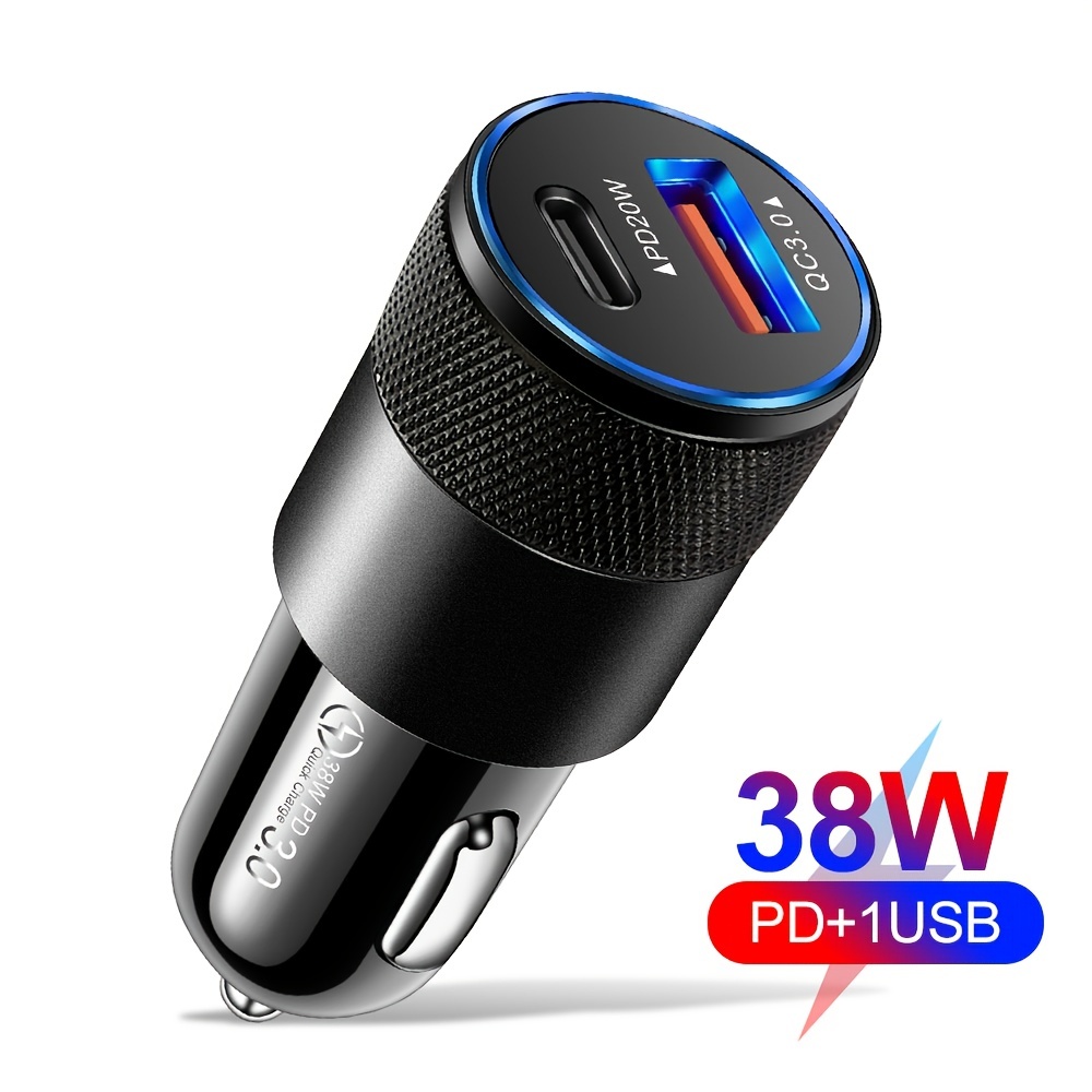 Pd Car Charger 2 Ports Usb C Fast Charging 3.0 Car Mobile - Temu Italy