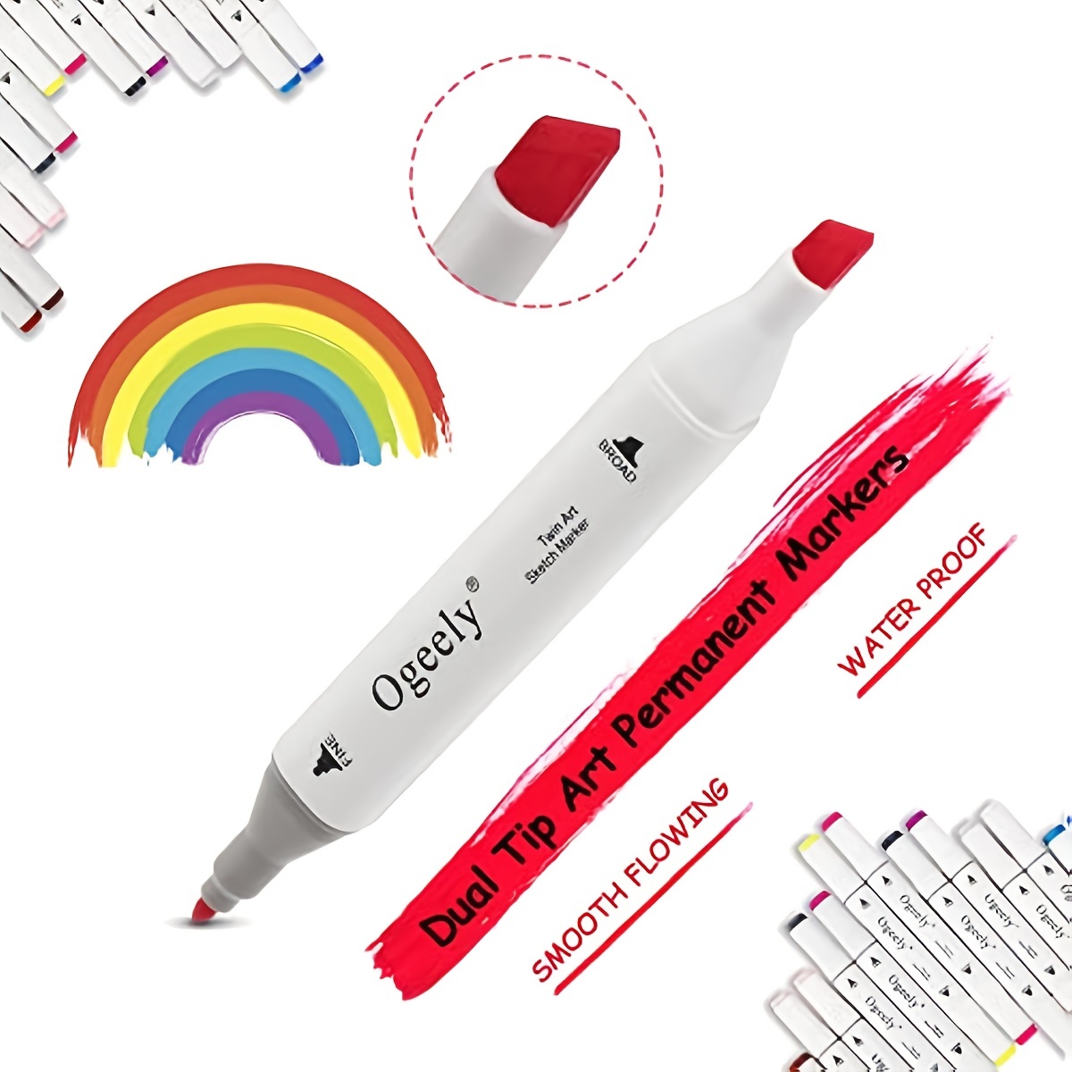 Artbeek 80 Art Markers, Dual Tip Permanent Markers for Kids, Highlighter  Pen Sketch Markers for Drawing, 40/60/80/120 Colors 