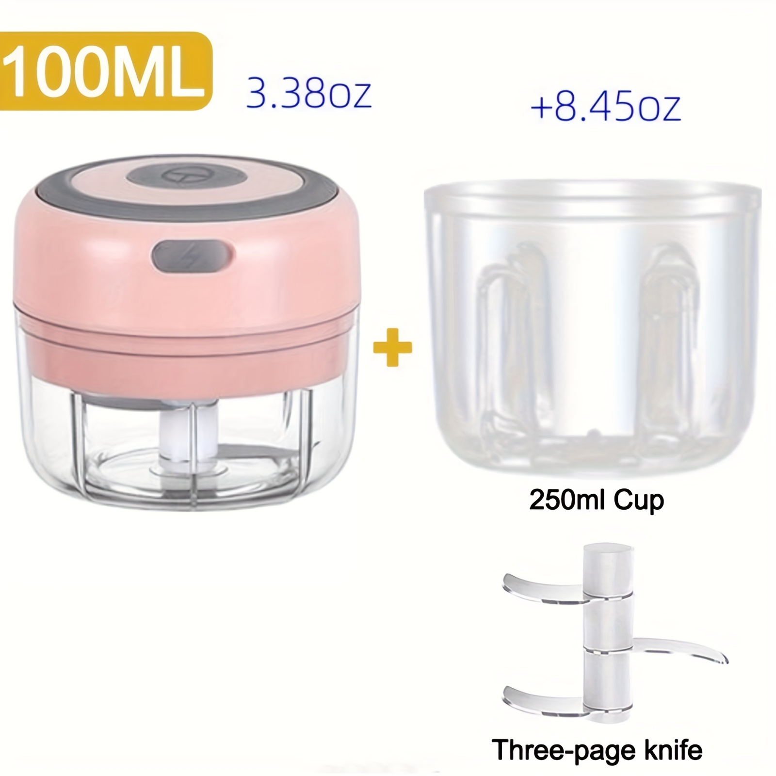 COOK WITH COLOR Wireless Food Chopper - Effortlessly Chop, Perfect for  Garlic, Ginger, Herbs, Chili, Minced Meat, Onions, 8 Oz, Pink