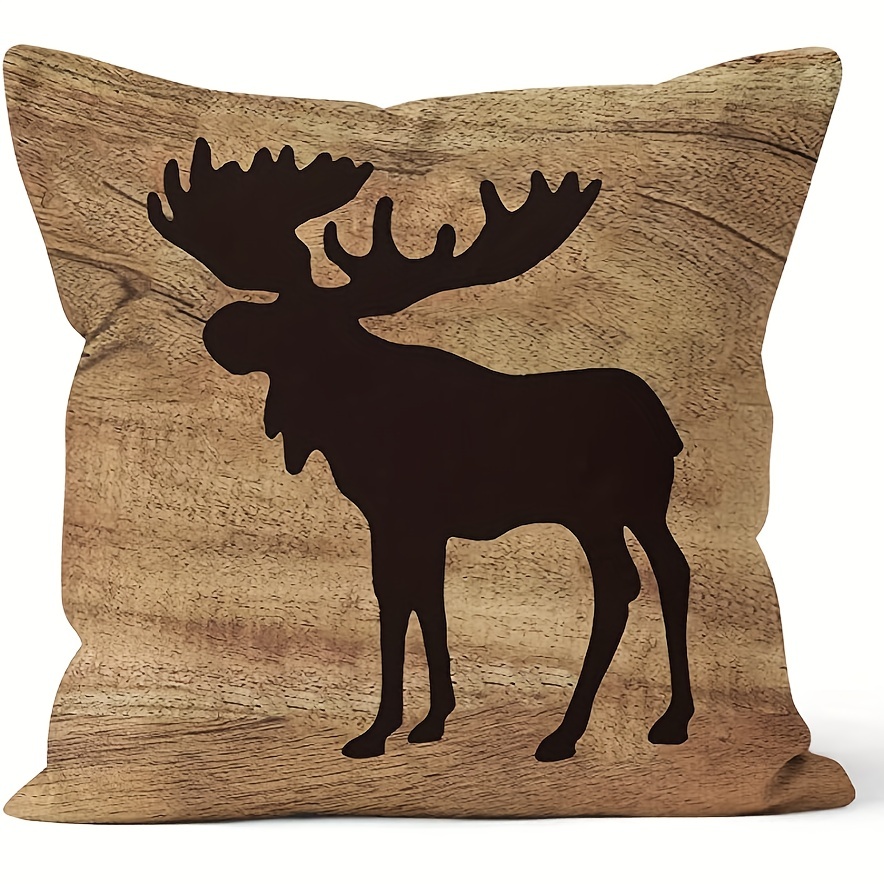 Linen Cushion Cover, Rustic Lodge Bear Moose Deer Pillow Cover, Home Decor,  Room Decor, Bedroom Decor, Collectible Buildings Accessories - Temu