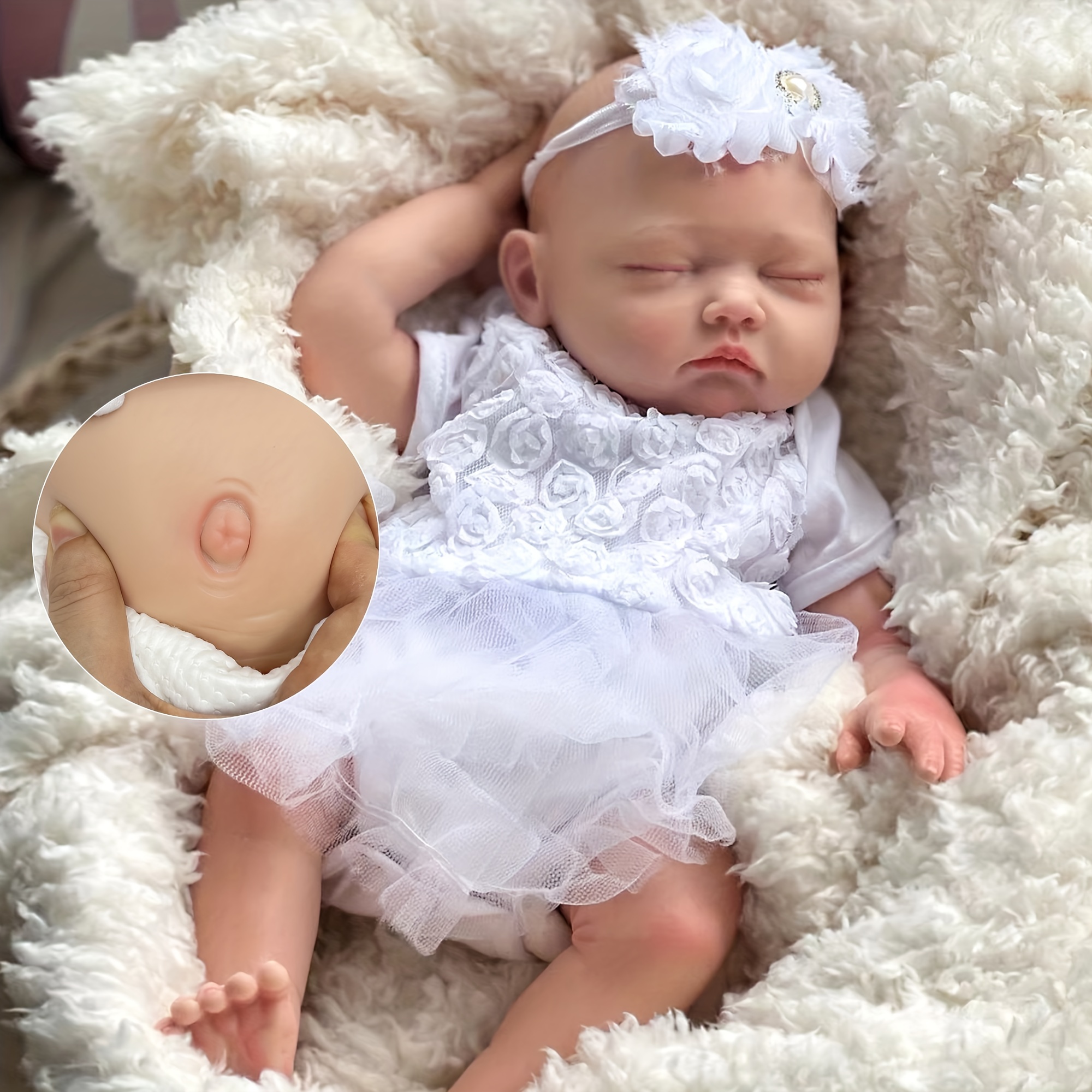 12.6inch Whole Body Soft Solid Silicone Bebe Reborn Girl With Genesis Oil  Painted Handmade Can Bath And Shower Lifelike Realistic Newborn Baby Girl Fo