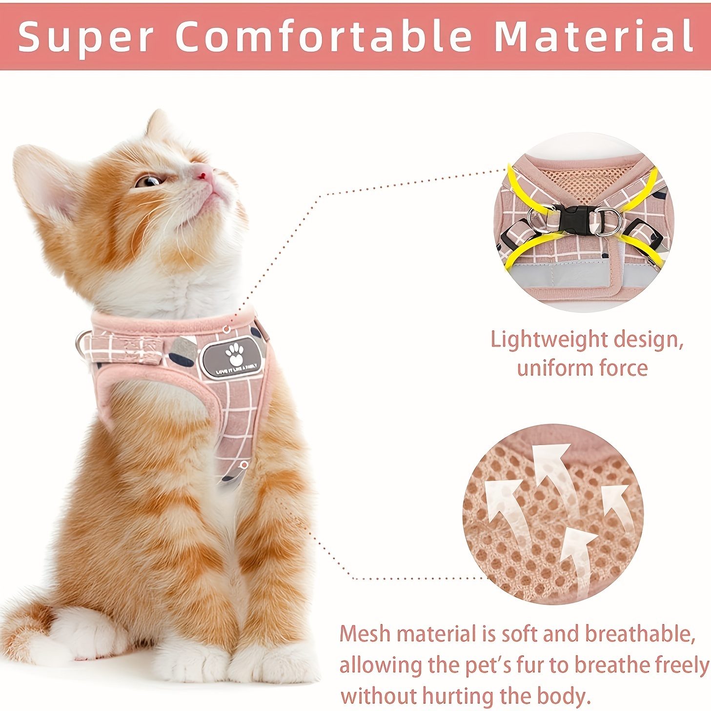 Adjustable Plaid Pattern Dog Harness Vest Set