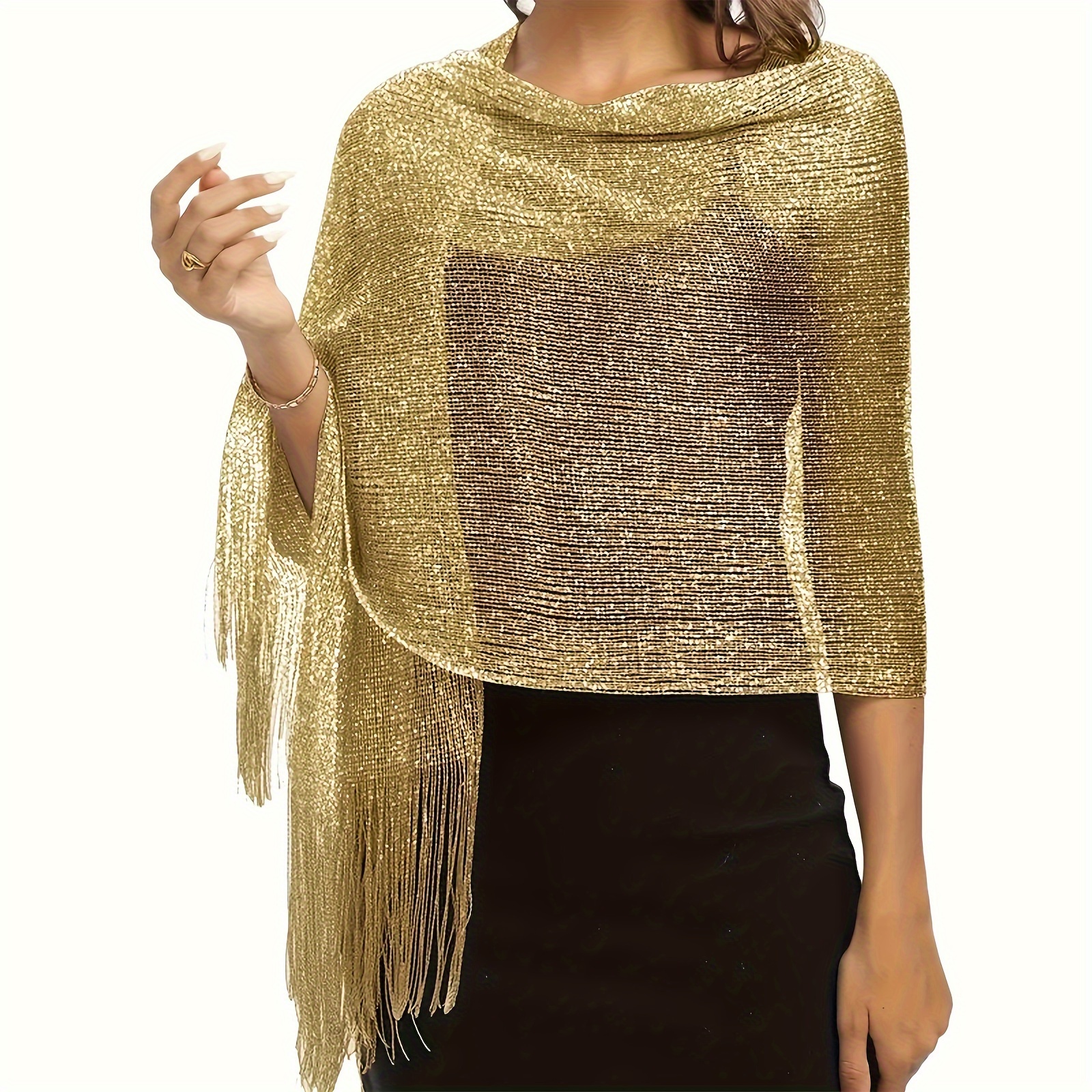 cross border womens golden shawl scarf shawl - Temu