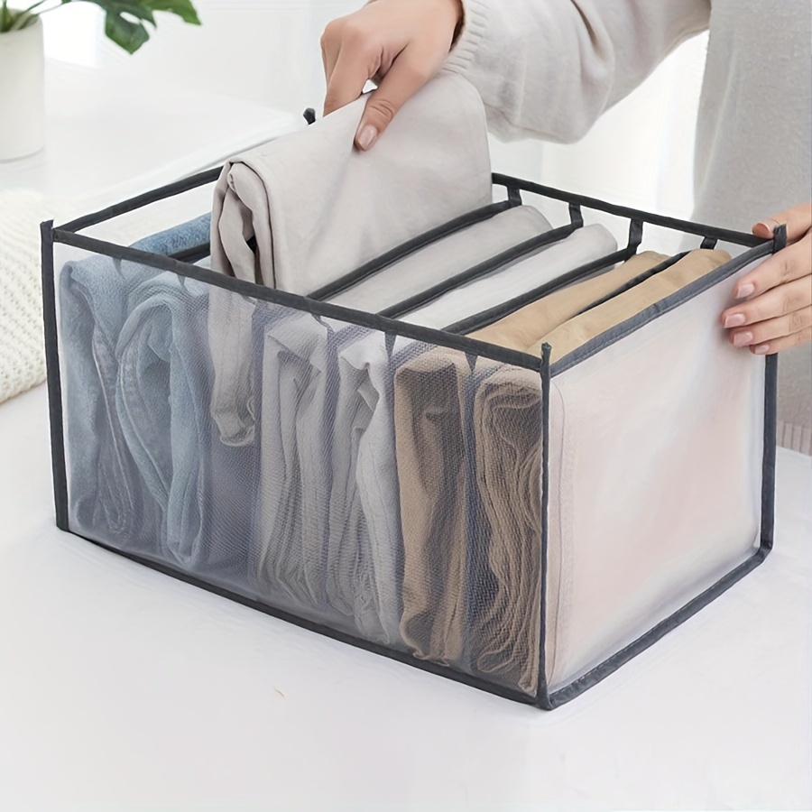 4Pcs Foldable Clothing Organizer with Clear Window Cotton Line Drawers  Jeans Storage Box for Wardrobe Closets Toy Organizers