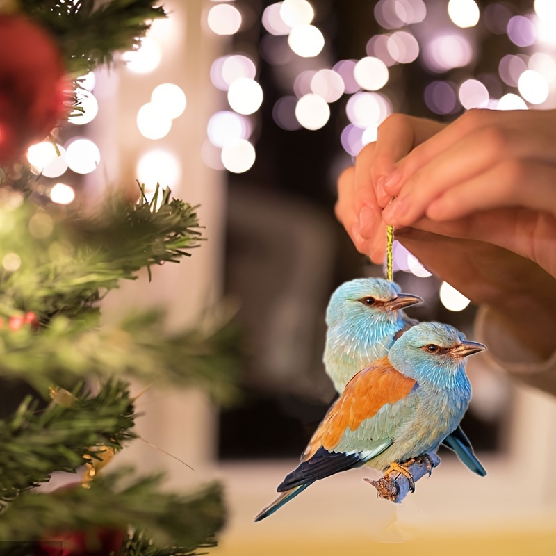 2D フラット 2 つのかわいい鳥のペンダント 車のミラーとクリスマス