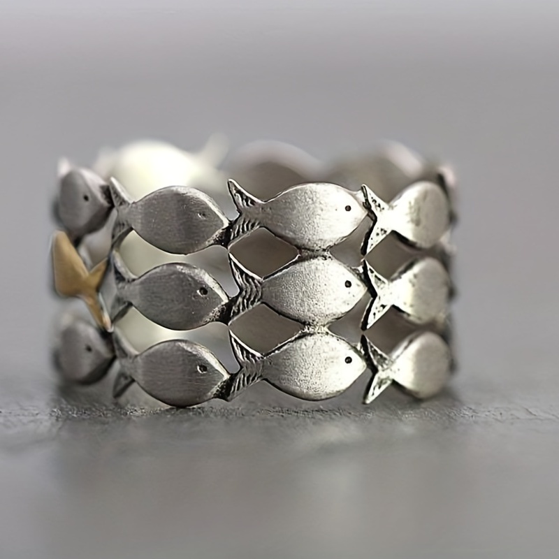 Small Fish Adjustable Open Finger Ring, Women's Accessory