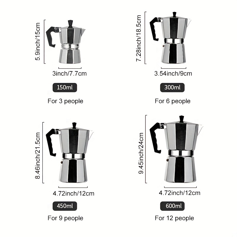 150/300ml Italian Coffee Maker Aluminum Moka Pot Espresso Cold