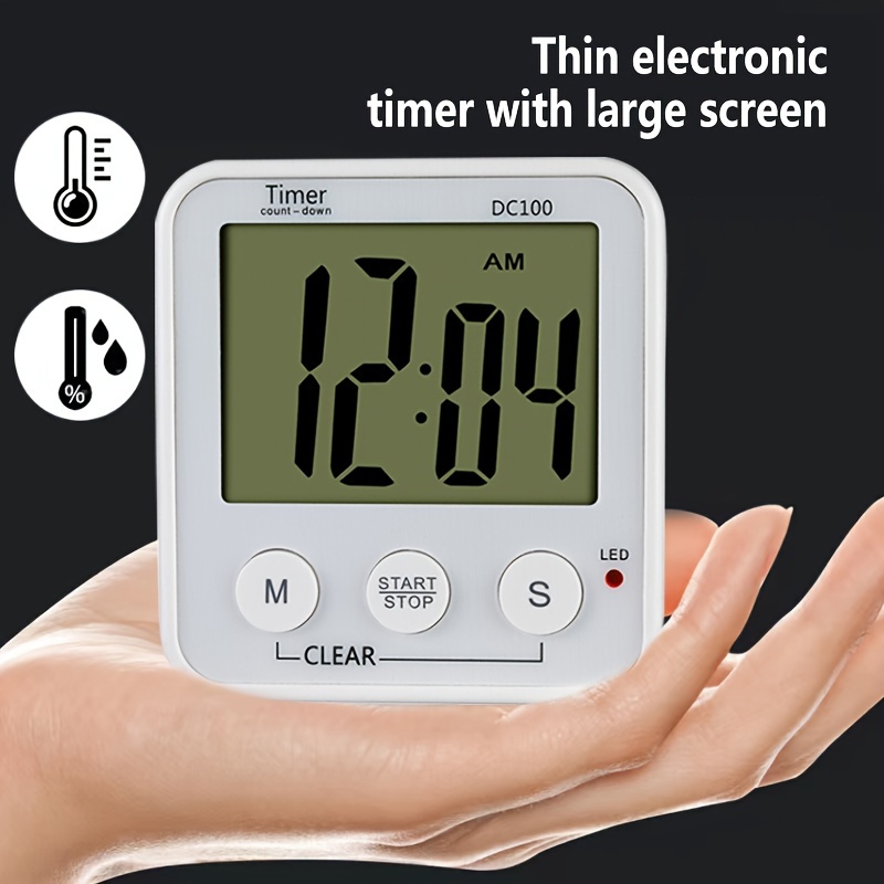 Digital Screen White Mechanical Timer Game Count Down Alarm Kitchen Timer  Cooking Tool 60Min Temporizador Clock Office Meeting