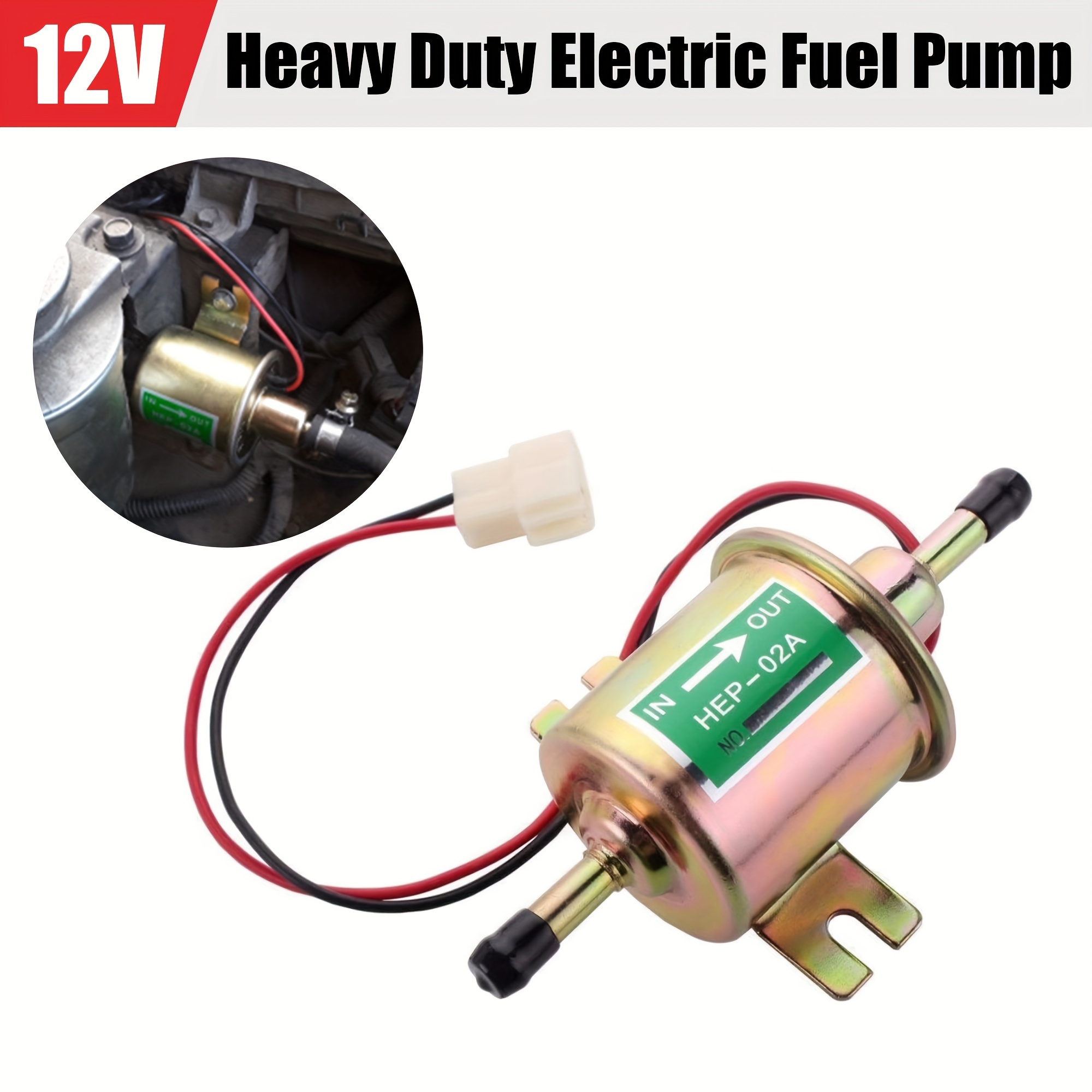 Electric Fuel Pump, 12 Volt Inline Fuel Pump, 12V Heavy Duty Electric Fuel  Pump, Universal Low Pressure Gas Diesel Fuel Pump 2.5-4Psi HEP-02A