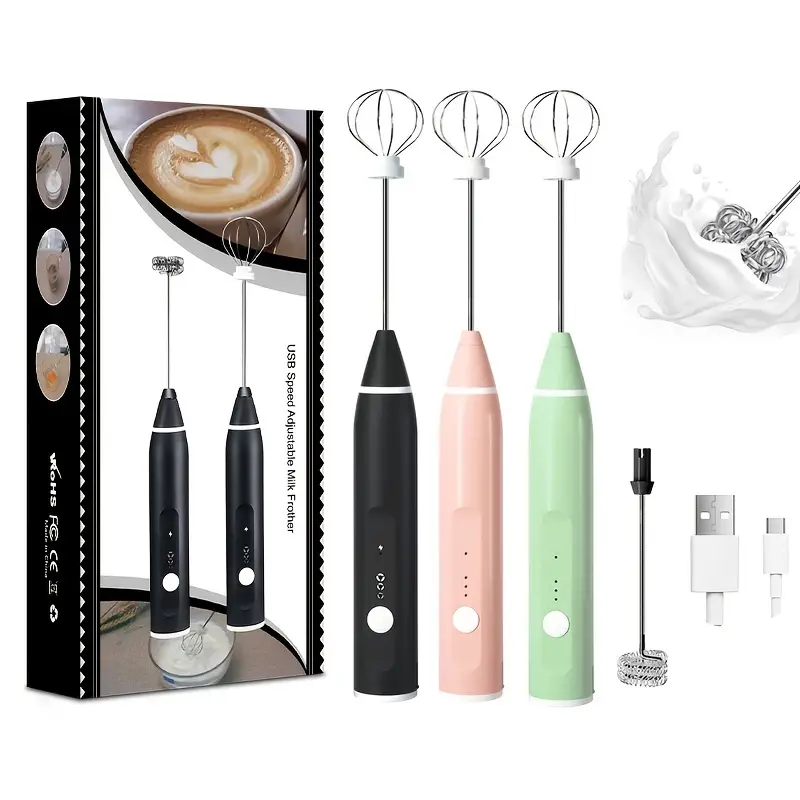 Electric Milk Frother Portable Egg Beater Usb Rechargeable