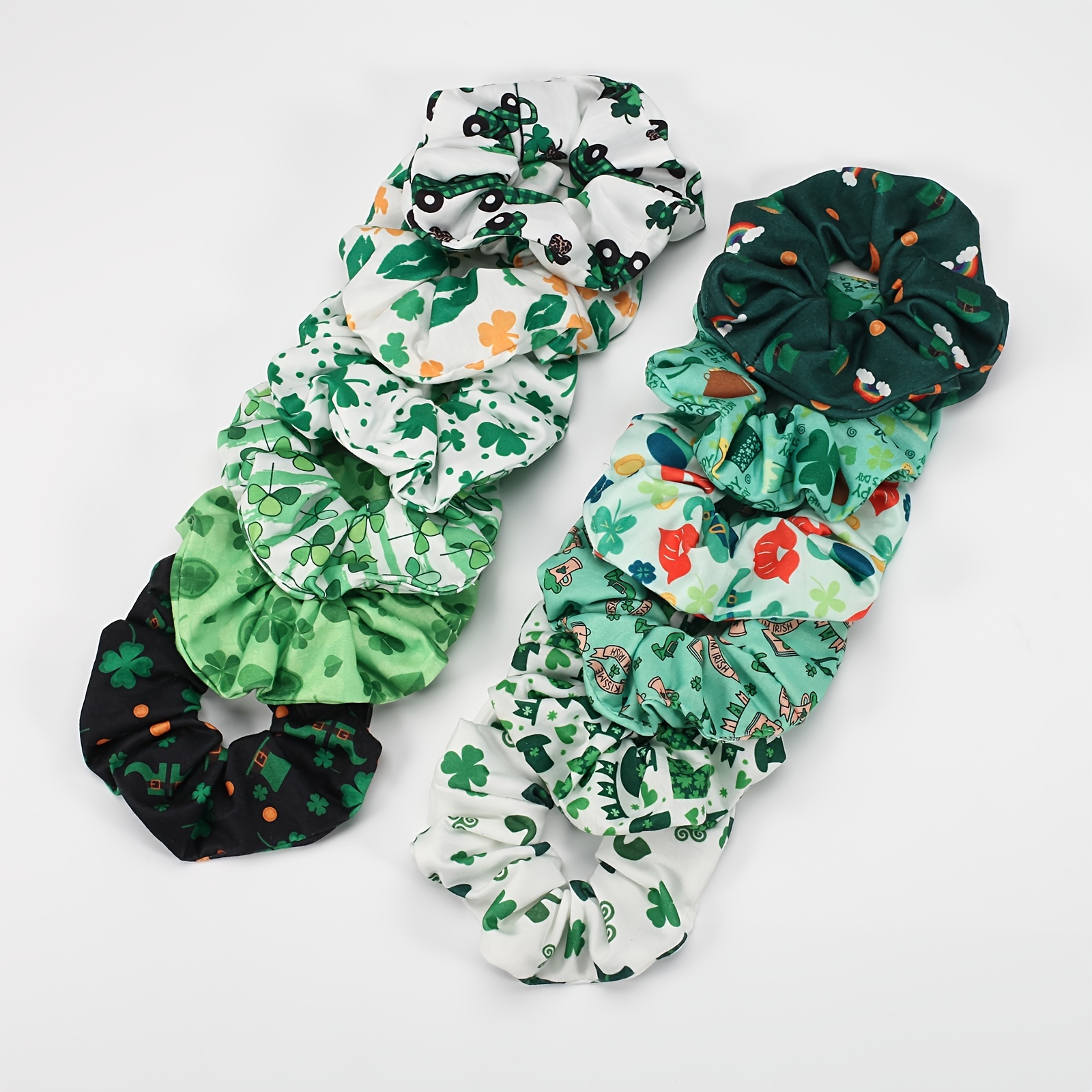 12 Stück St. Patrick's Day Haargummis – Glücksgrün Mit Kleeblatt-Motiv, Elastische Haarbänder Für Frauen & Mädchen