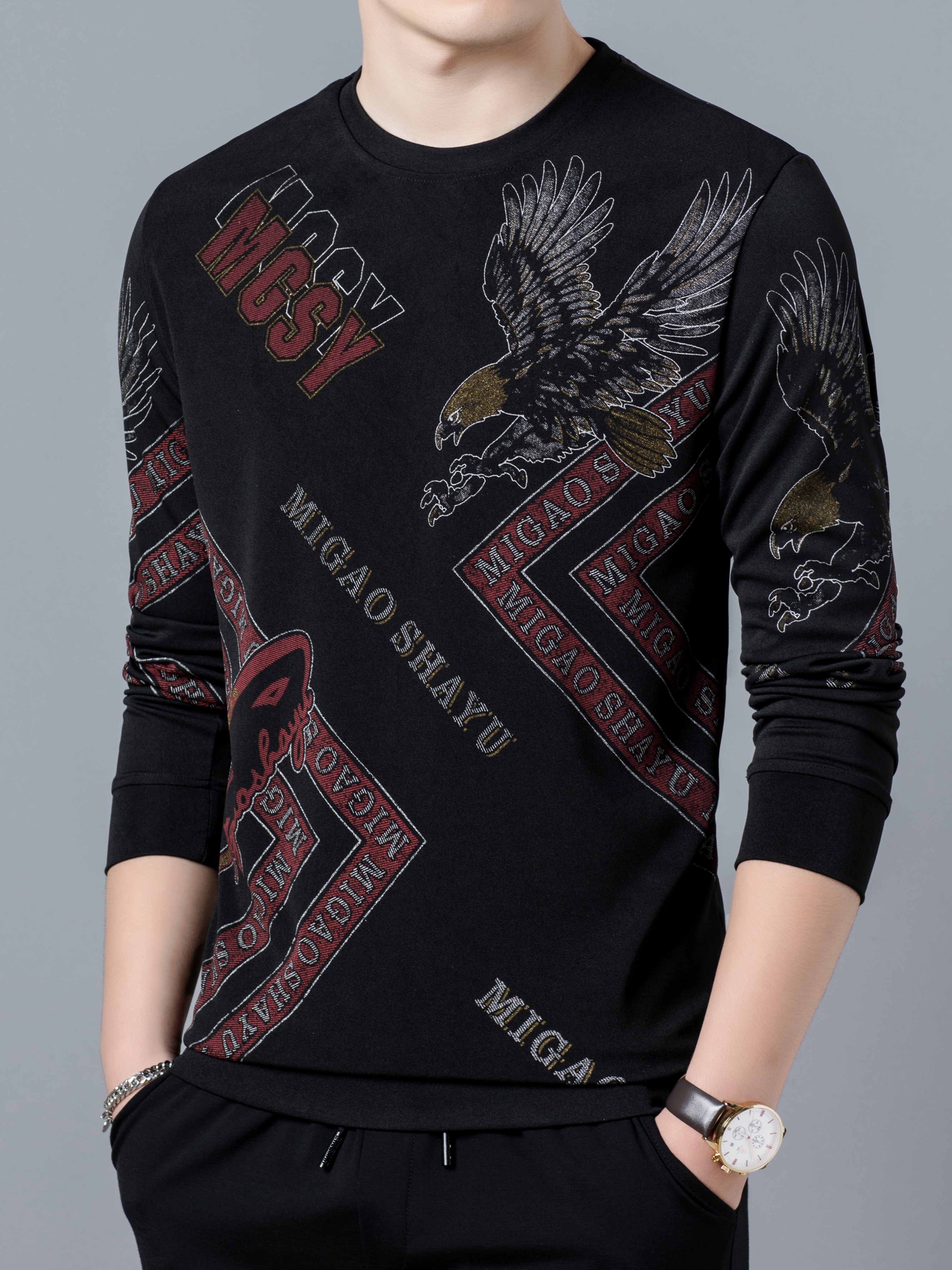 Men'S Sweatshirts Autumn Slim Casual Printed Long Sleeve Sweatshirts Top  Graphic Sweatshirts For Men 