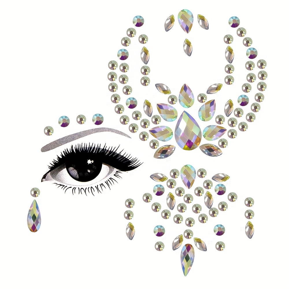 Face Hair Gems Crystal Jewels Stickers Mermaid Rhinestone - Temu