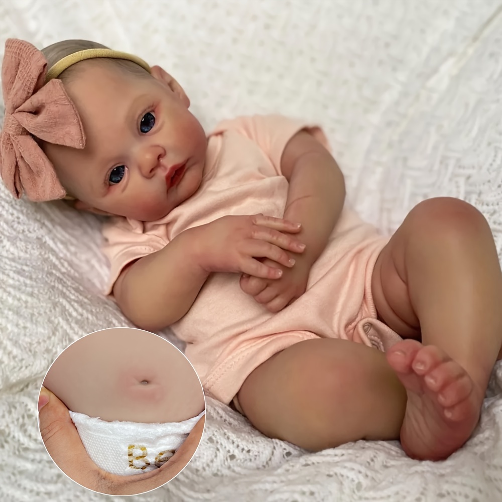 Boneca Bebé Reborn 55cm em Vinil com acessórios, feito a mão, recém  nascido, olhos abertos