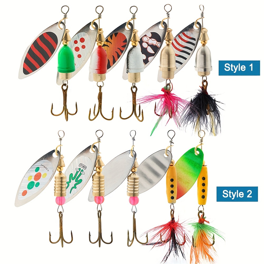 Metal Fish Hooks Feather Metal Spinning Baits Freshwater - Temu