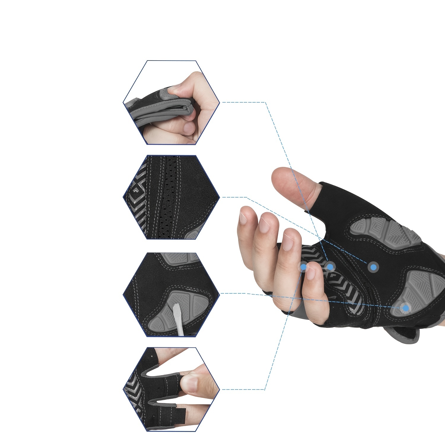 Moreok Gel Biker Gloves Comfortable Durable Cycling Gloves Gray