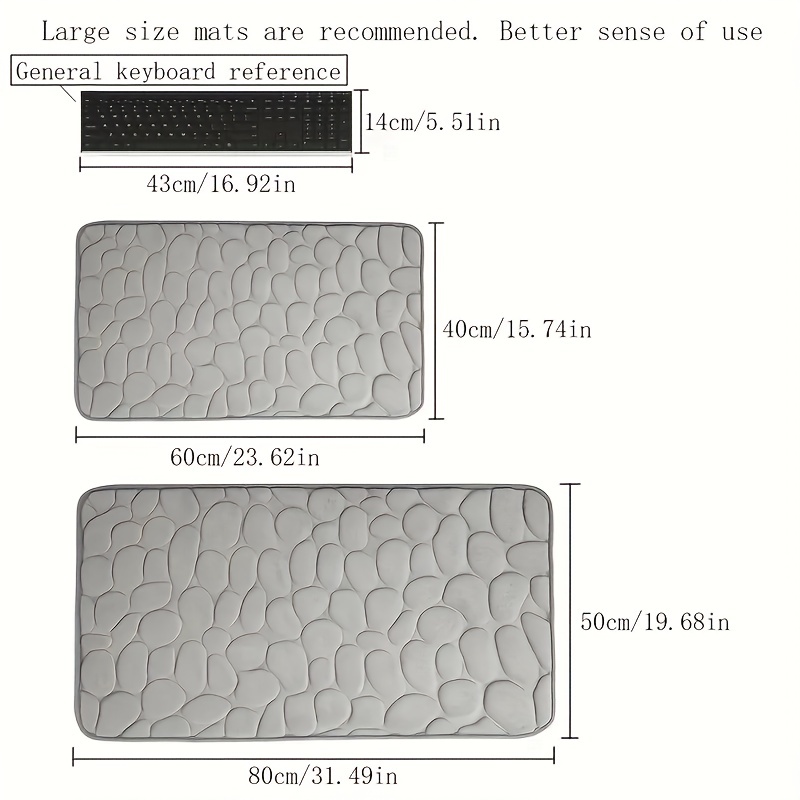 Memory Foam Bath Mat Cobblestone Bathroom Rugs Water Absorbent Bath Mats