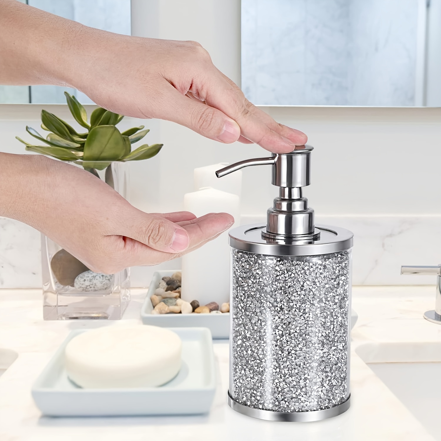 Glass Bathroom Accessory Set Lotion Dispenser Soap Dish - Temu