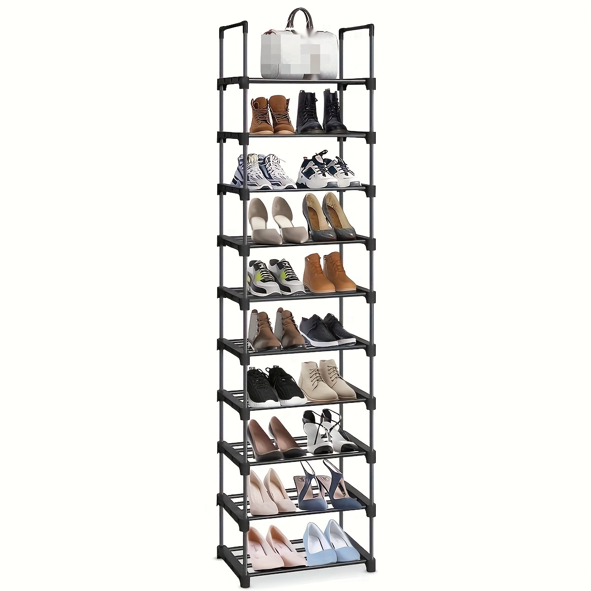  YOUDENOVA Shoe Rack, 9 tier Shoe Rack Storage for Closet  Entryway, Non-Woven Fabric Large Shoe Shelf, Stackable Shoes Organizer for  Boots (Black) : Home & Kitchen