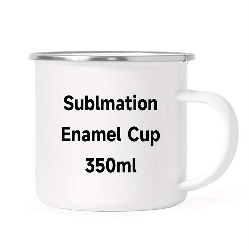 Simple White Kitten Thickened Enamel Campfire Coffee Mug Tea Cup 350 ml B