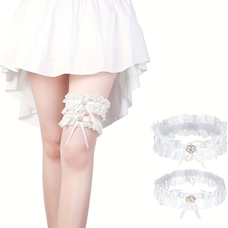 Wedding Garter Blue White Garter For Wedding Bridal Gift Wedding Garters  15-23 Inch