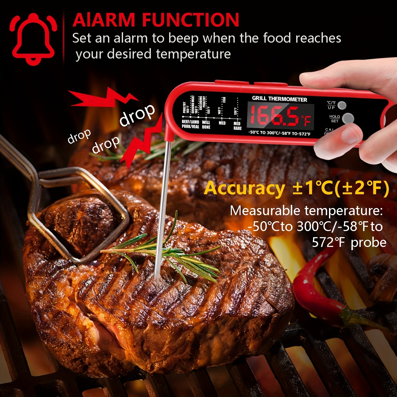 High End Dual Probes Rechargeable Waterproof Cooking Beef Meat