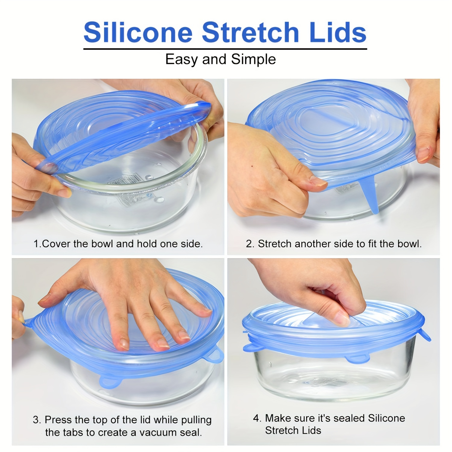 4Pcs Food Storage Covers Silicone Lids Covers Microwave Cover