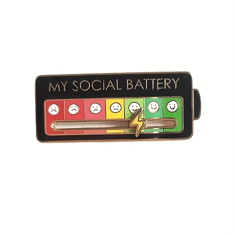 Social Battery Pin My Social Battery Creative Pin Fun Enamel - Temu