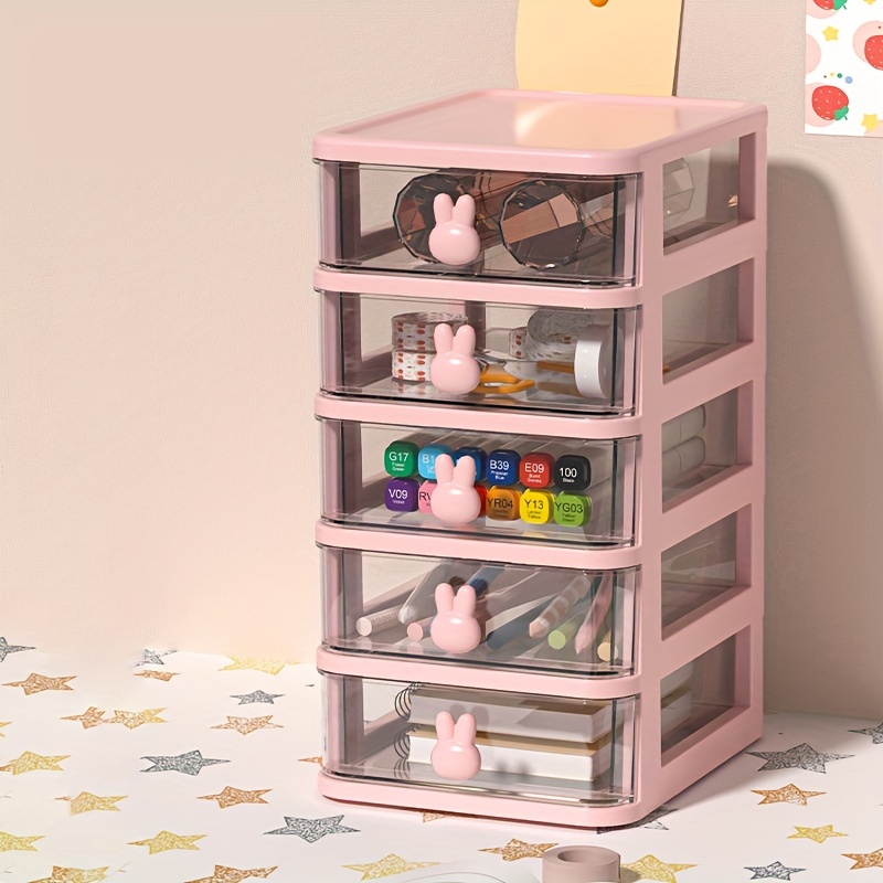 Mini Plastic Storage Organizer And Cute Stickers, Mini Drawer