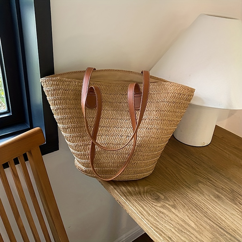 Summer Straw Woven Tote Bags with Tassels Large Shoulder Bag for Women  Purses and Handbags Rattan Boho Bag Raffia Beach Bag