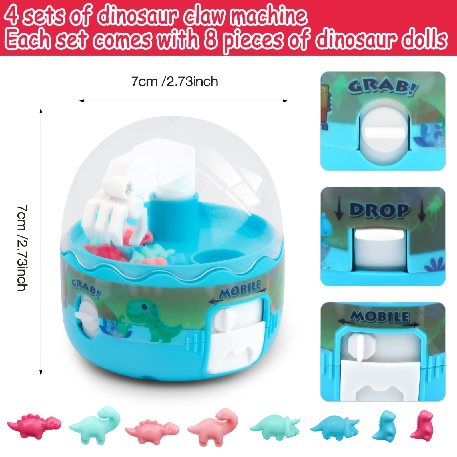 Mini Claw Machine For Kids mini Dinosaur Figures Claw - Temu