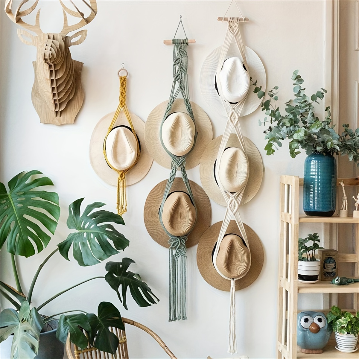 Macrame Hat Hangers Boho Hat Rack Wall Hat Holder Display - Temu Australia