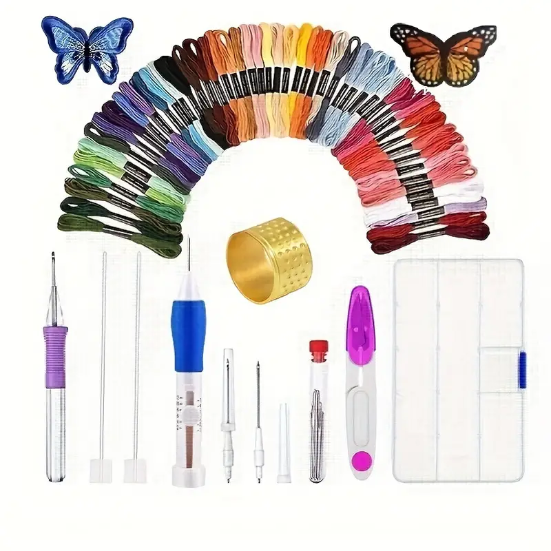 Embroidery Kits Punch Needle Magic Embroidery Pen Embroidery - Temu